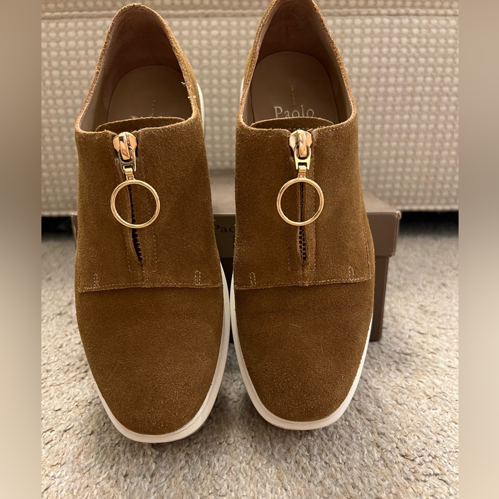 Paolo Brown Sneakers with Suede Finish and Zipper Detail